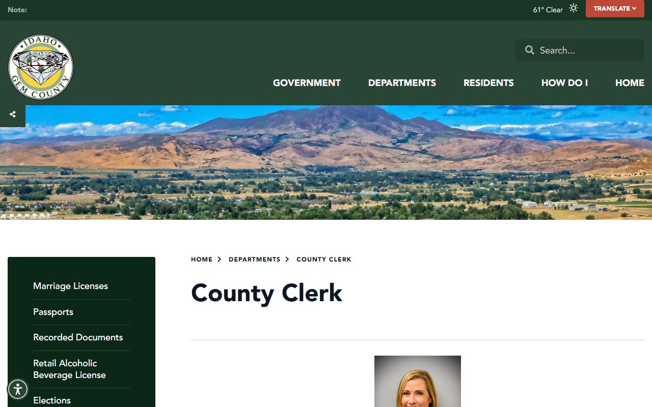 Gem County Clerk of Court Leandra Rountree clerk auditor recorder page
