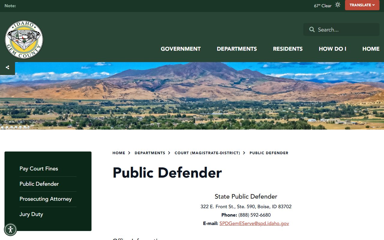 Gem County criminal court records public defender source