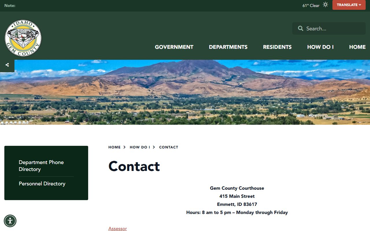 Gem County courthouse contact information for court records