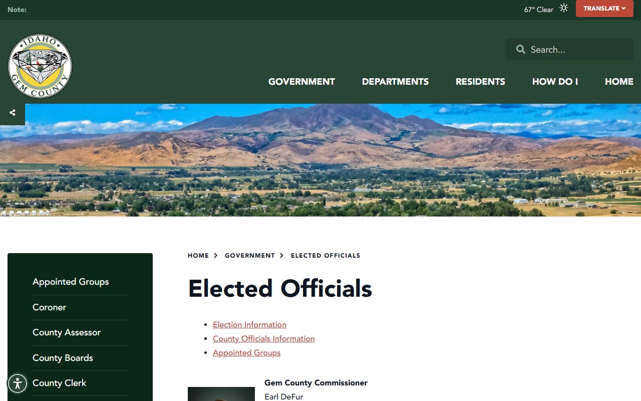 Gem County elected officials and clerk records context